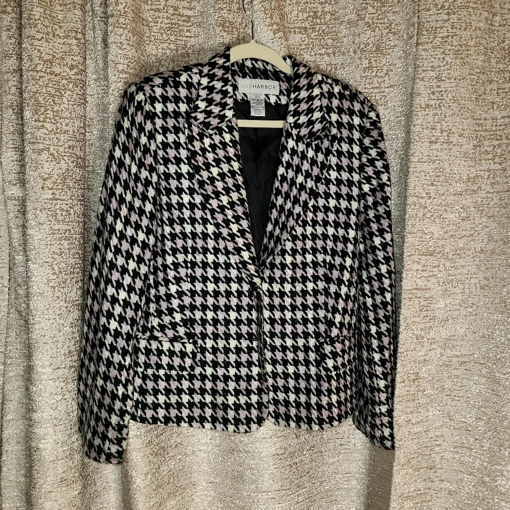 Sag Harbor Black, White, lavender Blazer with Houndstooth Pattern - Picture 3 of 8